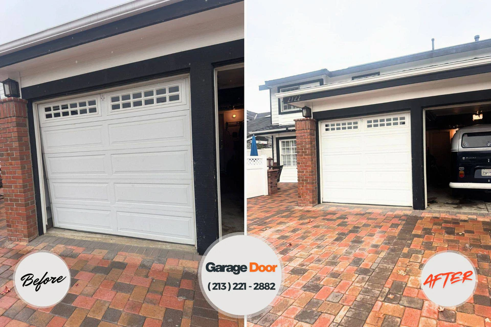 Before and after: garage door repair Lakeview, OR